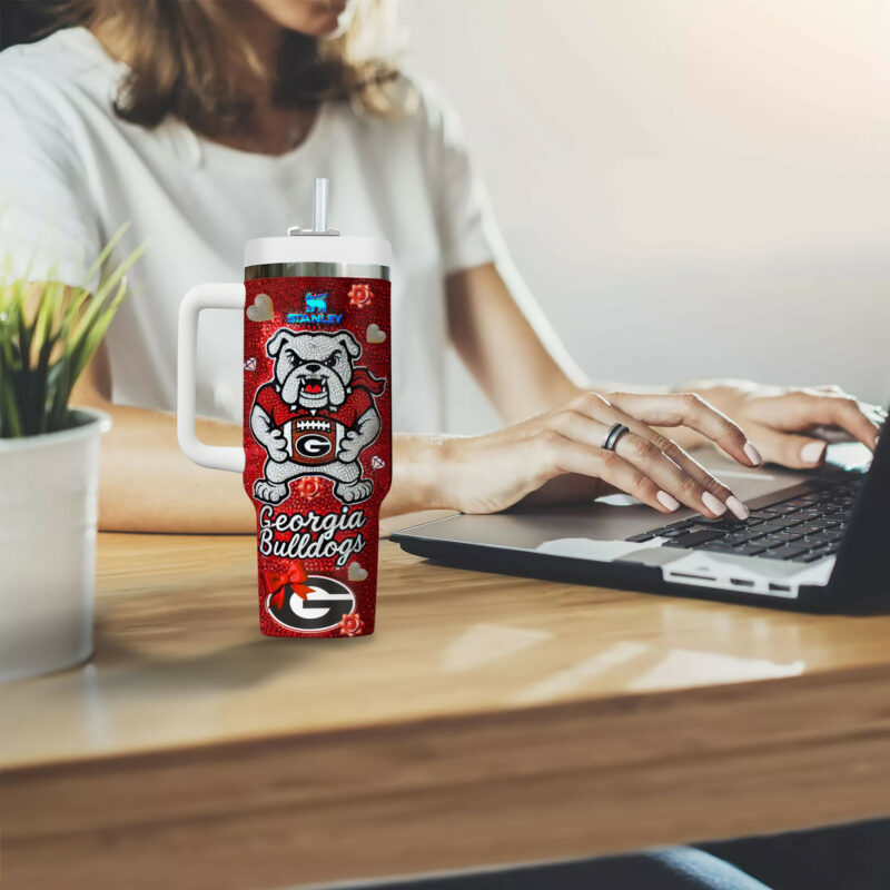 Georgia Bulldogs NCAA Sports Custom Stanley Quencher 40oz Stainless Steel Tumbler With Handle - Threewoofs - Image 2