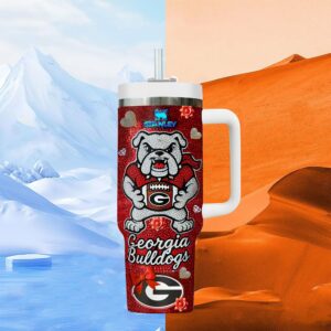 Georgia Bulldogs NCAA Sports Custom Stanley Quencher 40oz Stainless Steel Tumbler With Handle - Threewoofs