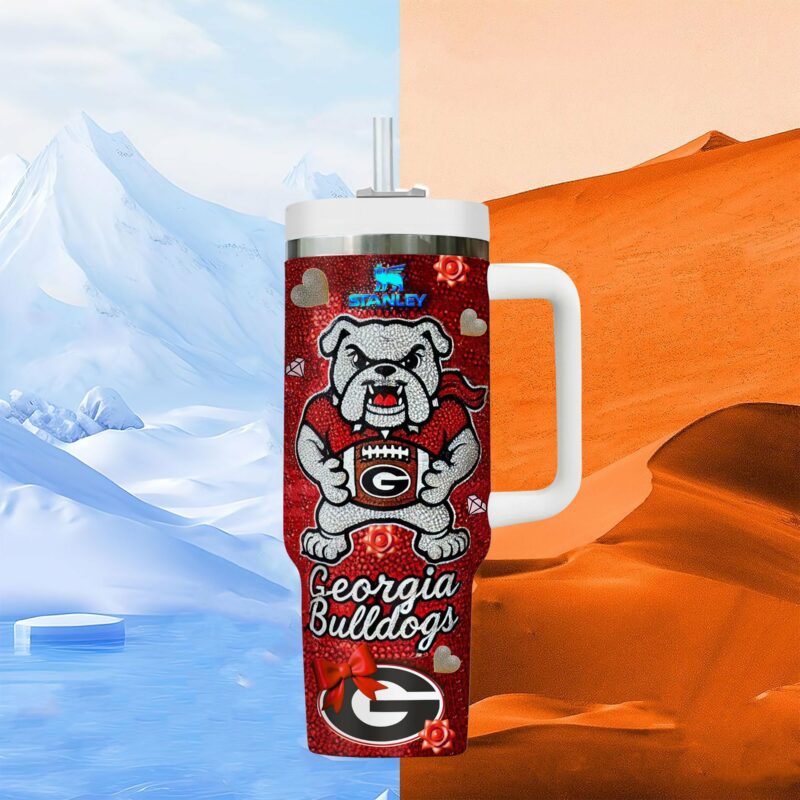 Georgia Bulldogs NCAA Sports Custom Stanley Quencher 40oz Stainless Steel Tumbler With Handle - Threewoofs