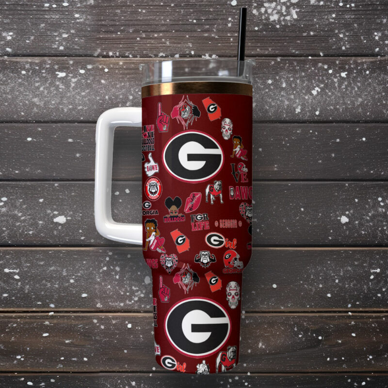 Georgia Bulldogs NCAA Sports Custom Stanley Quencher 40oz Stainless Steel Tumbler With Handle - Threewoofs - Image 2
