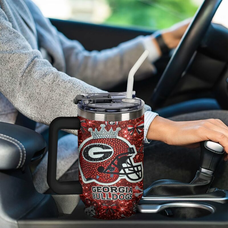 Georgia Bulldogs NCAA Sports Custom Stanley Quencher 40oz Stainless Steel Tumbler With Handle - Threewoofs - Image 3