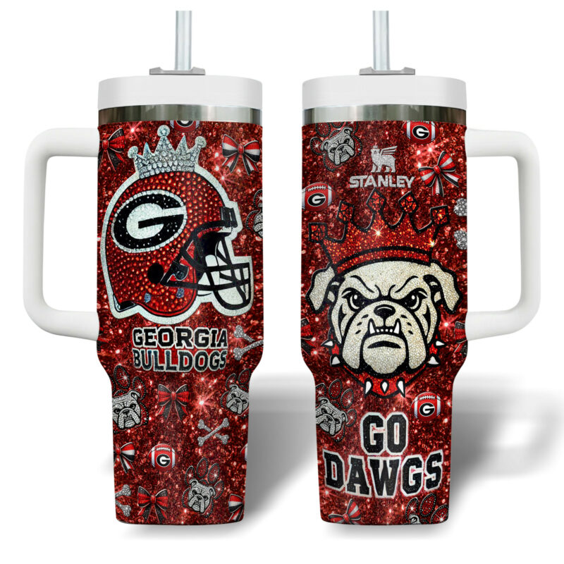 Georgia Bulldogs NCAA Sports Custom Stanley Quencher 40oz Stainless Steel Tumbler With Handle - Threewoofs - Image 6