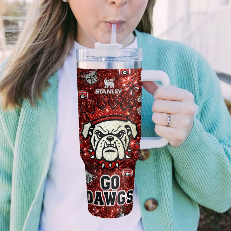 Georgia Bulldogs NCAA Sports Custom Stanley Quencher 40oz Stainless Steel Tumbler With Handle - Threewoofs - Image 2