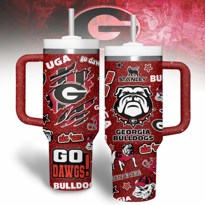 Georgia Bulldogs NCAA Sports Custom Stanley Quencher 40oz Stainless Steel Tumbler With Handle - Threewoofs