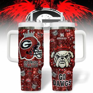 Georgia Bulldogs NCAA Sports Custom Stanley Quencher 40oz Stainless Steel Tumbler With Handle - Threewoofs