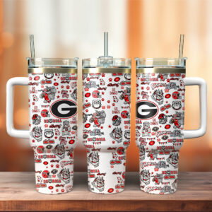 Georgia Bulldogs NCAA Sports Custom Stanley Quencher 40oz Stainless Steel Tumbler With Handle - Threewoofs