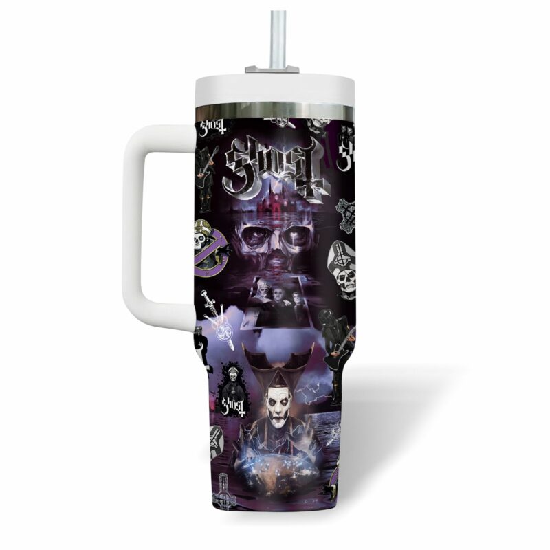 Ghost Music Custom Stanley Quencher 40oz Stainless Steel Tumbler With Handle - Threewoofs - Image 3