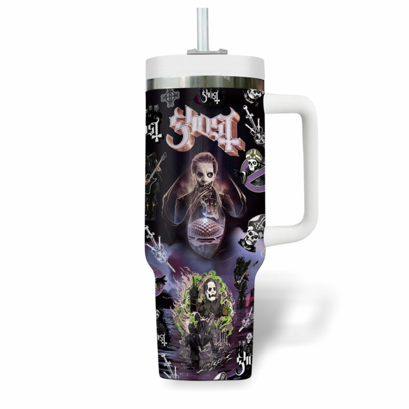 Ghost Music Custom Stanley Quencher 40oz Stainless Steel Tumbler With Handle - Threewoofs - Image 2