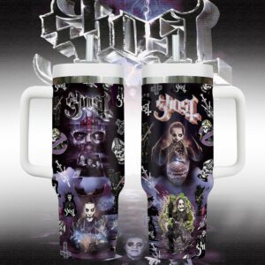 Ghost Music Custom Stanley Quencher 40oz Stainless Steel Tumbler With Handle - Threewoofs