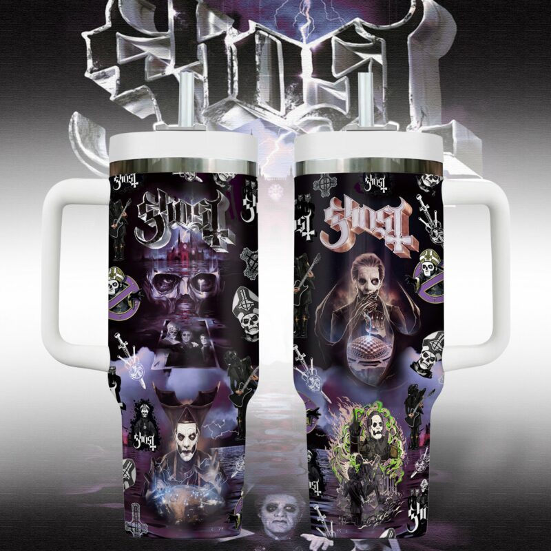 Ghost Music Custom Stanley Quencher 40oz Stainless Steel Tumbler With Handle - Threewoofs