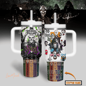 Ghost Music Custom Stanley Quencher 40oz Stainless Steel Tumbler With Handle - Threewoofs