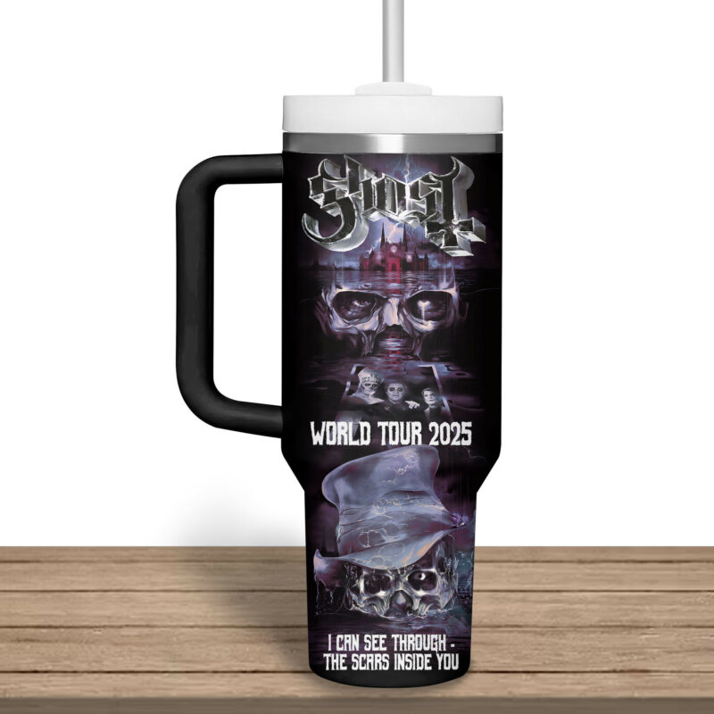 Ghost Music Custom Stanley Quencher 40oz Stainless Steel Tumbler With Handle - Threewoofs - Image 4