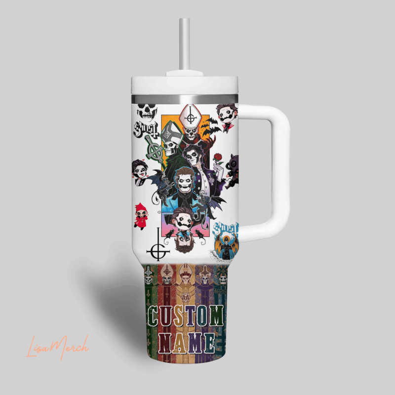 Ghost Music Custom Stanley Quencher 40oz Stainless Steel Tumbler With Handle - Threewoofs - Image 4