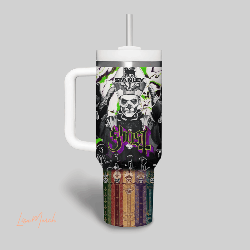 Ghost Music Custom Stanley Quencher 40oz Stainless Steel Tumbler With Handle - Threewoofs - Image 3
