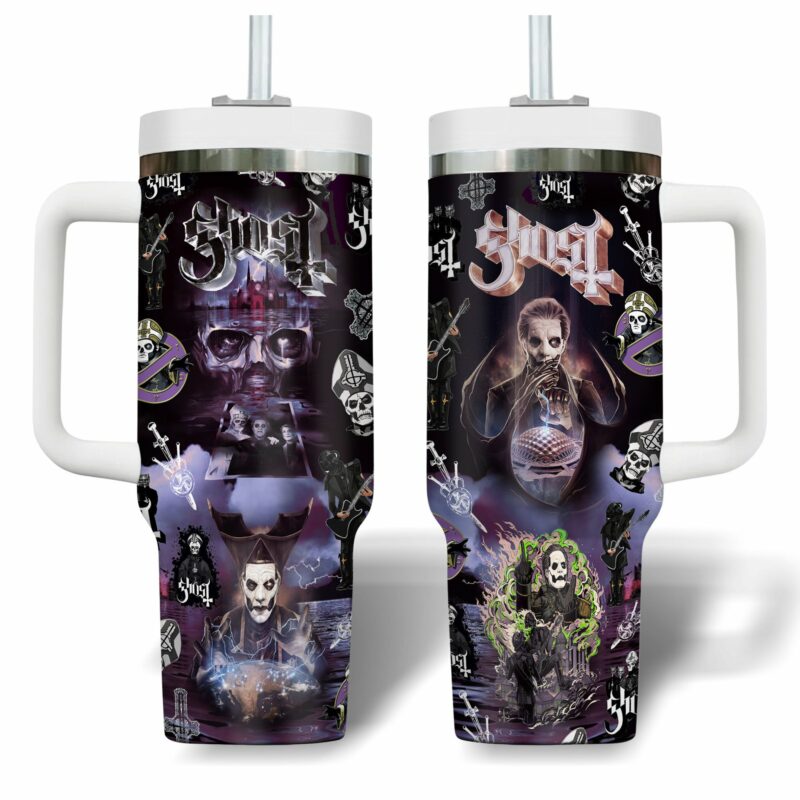 Ghost Music Custom Stanley Quencher 40oz Stainless Steel Tumbler With Handle - Threewoofs - Image 4