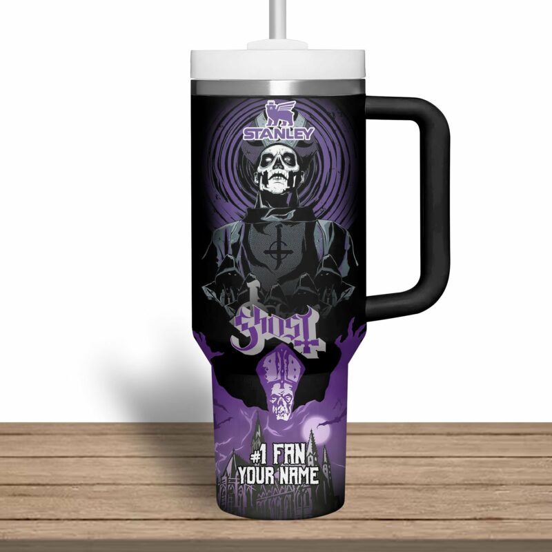 Ghost Music Custom Stanley Quencher 40oz Stainless Steel Tumbler With Handle - Threewoofs - Image 3