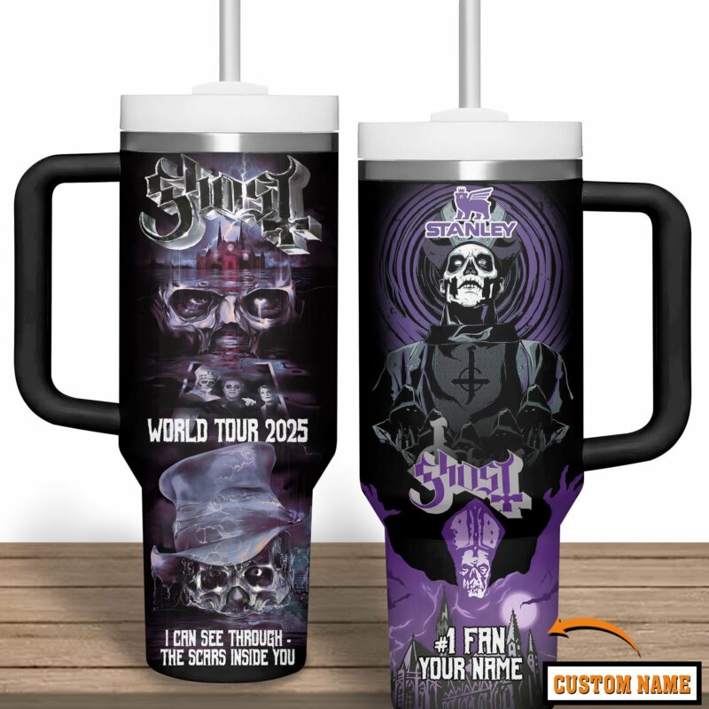 Ghost Music Custom Stanley Quencher 40oz Stainless Steel Tumbler With Handle - Threewoofs - Image 2