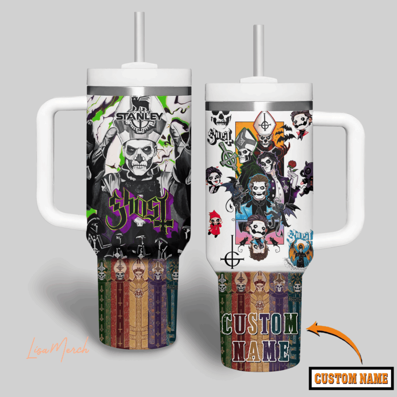Ghost Music Custom Stanley Quencher 40oz Stainless Steel Tumbler With Handle - Threewoofs - Image 2