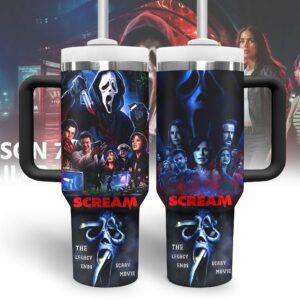 Ghostface Scream Movies Custom Stanley Quencher 40oz Stainless Steel Tumbler With Handle - Threewoofs