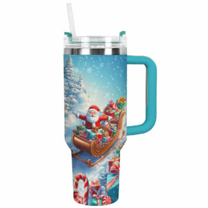 Gift From Santa Christmas Custom Stanley Quencher 40oz Stainless Steel Tumbler With Handle - Threewoofs