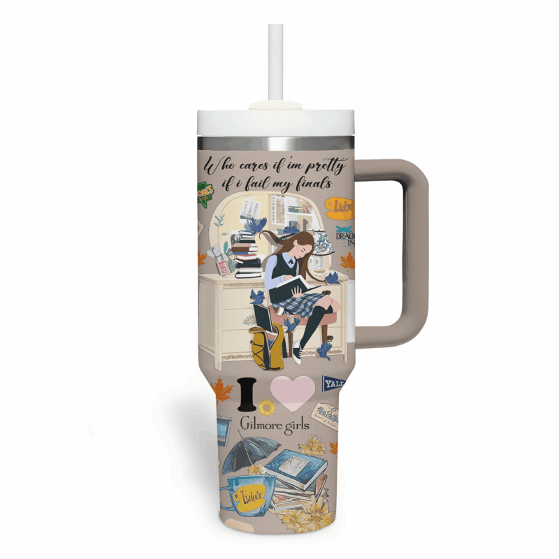 Gilmore Girls TV Series Custom Stanley Quencher 40oz Stainless Steel Tumbler With Handle - Threewoofs - Image 4