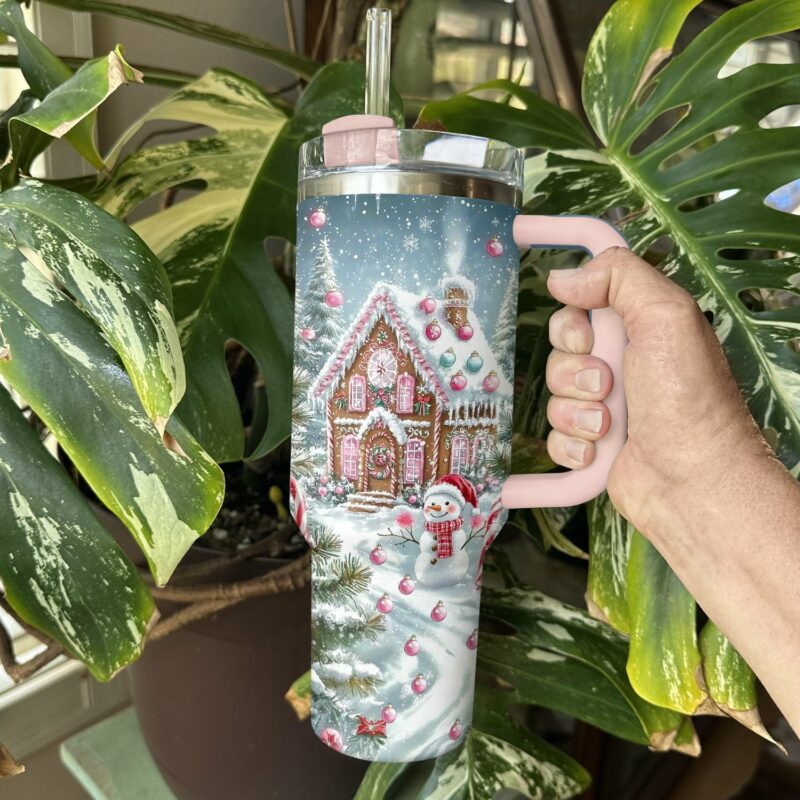 Gingerbread Wonderland Christmas Custom Stanley Quencher 40oz Stainless Steel Tumbler With Handle - Threewoofs - Image 3