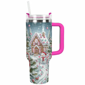 Gingerbread Wonderland Christmas Custom Stanley Quencher 40oz Stainless Steel Tumbler With Handle - Threewoofs