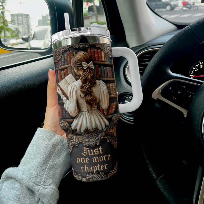 Girl Book Lovers Retreat Custom Stanley Quencher 40oz Stainless Steel Tumbler With Handle - Threewoofs - Image 3