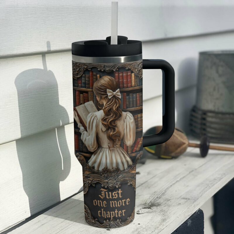 Girl Book Lovers Retreat Custom Stanley Quencher 40oz Stainless Steel Tumbler With Handle - Threewoofs - Image 2