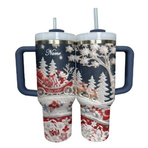 Glossy Tumbler Delightful Santa Christmas Custom Stanley Quencher 40oz Stainless Steel Tumbler With Handle - Threewoofs