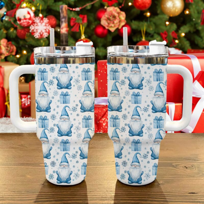 Gnome Christmas Custom Stanley Quencher 40oz Stainless Steel Tumbler With Handle - Threewoofs - Image 3