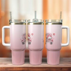 Gnome Love Valentine Custom Stanley Quencher 40oz Stainless Steel Tumbler With Handle - Threewoofs