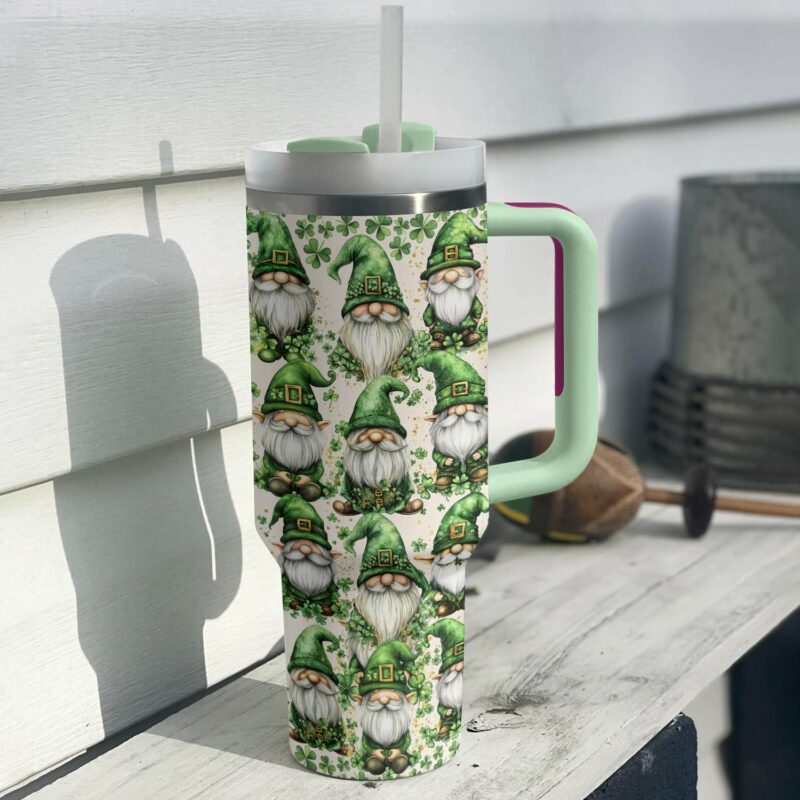 Gnome Love Valentine Custom Stanley Quencher 40oz Stainless Steel Tumbler With Handle - Threewoofs - Image 2