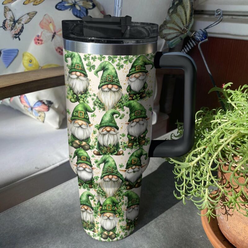 Gnome Love Valentine Custom Stanley Quencher 40oz Stainless Steel Tumbler With Handle - Threewoofs - Image 4