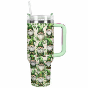 Gnome Love Valentine Custom Stanley Quencher 40oz Stainless Steel Tumbler With Handle - Threewoofs