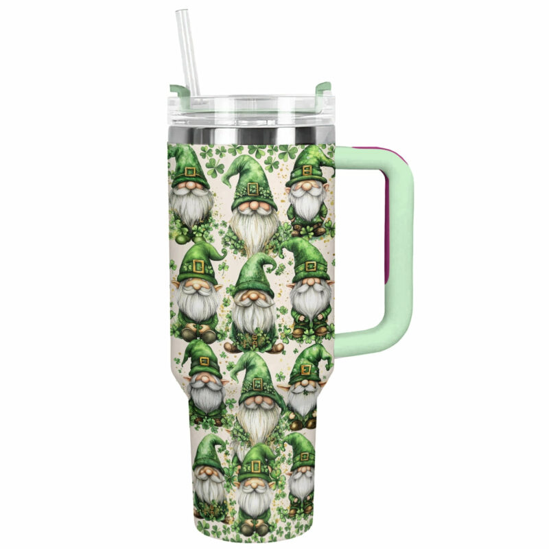 Gnome Love Valentine Custom Stanley Quencher 40oz Stainless Steel Tumbler With Handle - Threewoofs