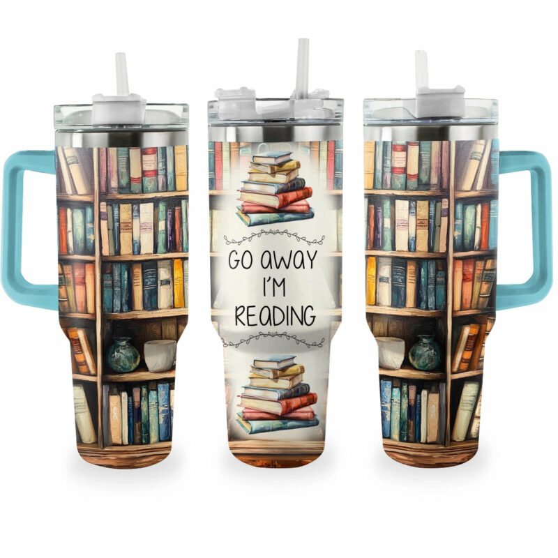 Go Away I‚Äôm Reading Custom Stanley Quencher 40oz Stainless Steel Tumbler With Handle - Threewoofs - Image 4