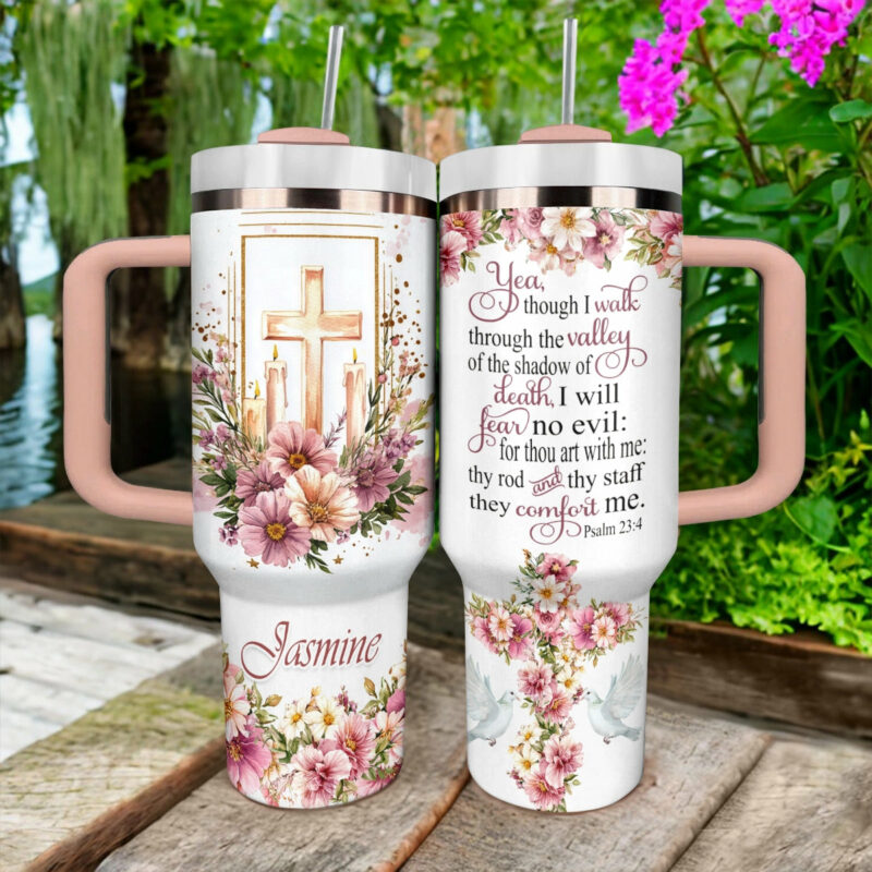 GobletEmbrace God and Bible Verse Custom Stanley Quencher 40oz Stainless Steel Tumbler With Handle - Threewoofs - Image 2