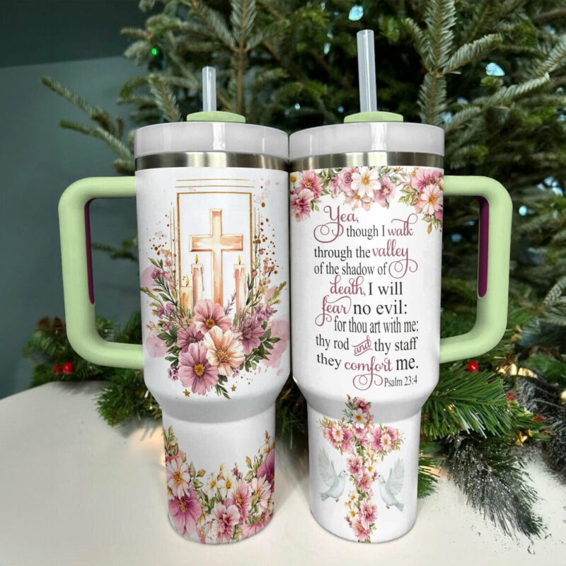 GobletEmbrace God and Bible Verse Custom Stanley Quencher 40oz Stainless Steel Tumbler With Handle - Threewoofs - Image 4