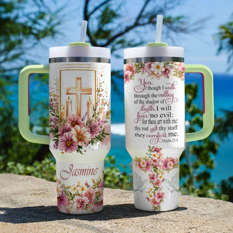 GobletEmbrace God and Bible Verse Custom Stanley Quencher 40oz Stainless Steel Tumbler With Handle - Threewoofs - Image 3