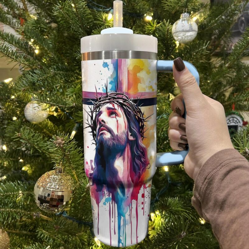 God Faithful Savior Custom Stanley Quencher 40oz Stainless Steel Tumbler With Handle - Threewoofs - Image 3