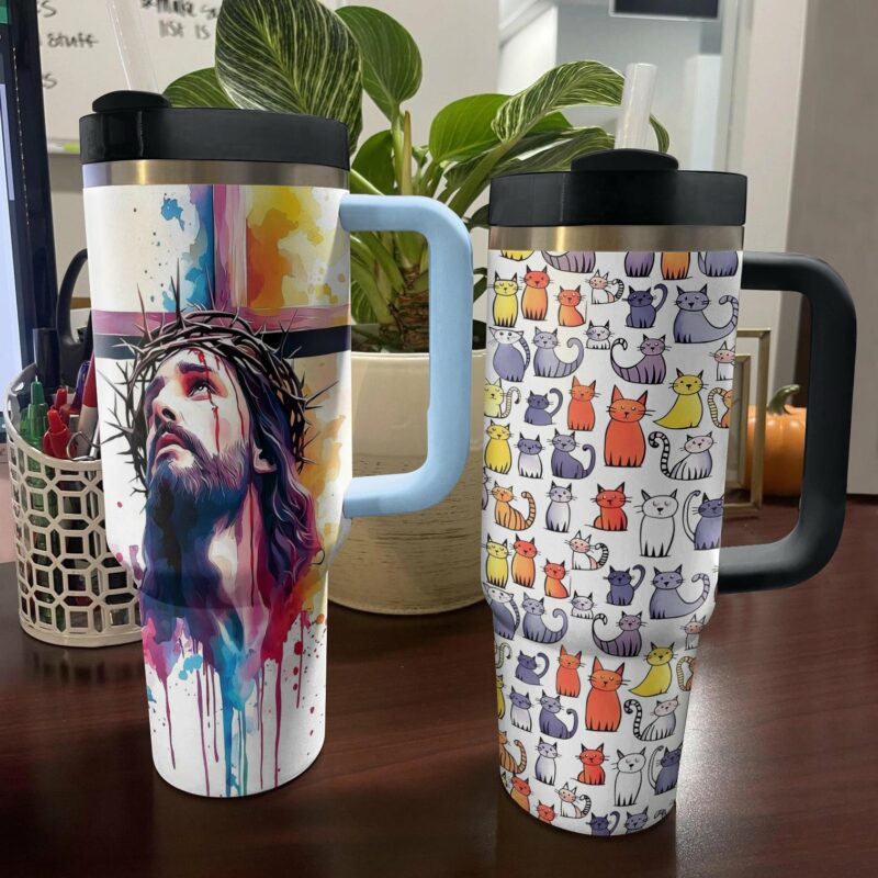 God Faithful Savior Custom Stanley Quencher 40oz Stainless Steel Tumbler With Handle - Threewoofs - Image 4