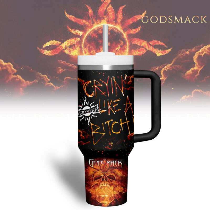 Godsmack Music Custom Stanley Quencher 40oz Stainless Steel Tumbler With Handle - Threewoofs - Image 3