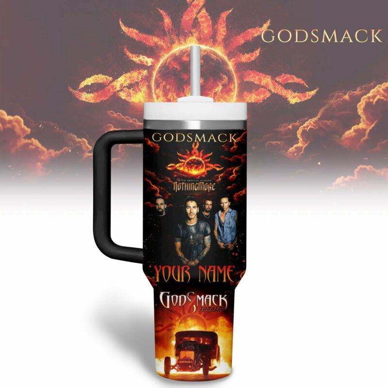 Godsmack Music Custom Stanley Quencher 40oz Stainless Steel Tumbler With Handle - Threewoofs - Image 2