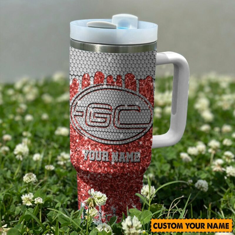 Gold Coast Suns AFL Sports Glitter Custom Stanley Quencher 40oz Stainless Steel Tumbler With Handle - Threewoofs - Image 2