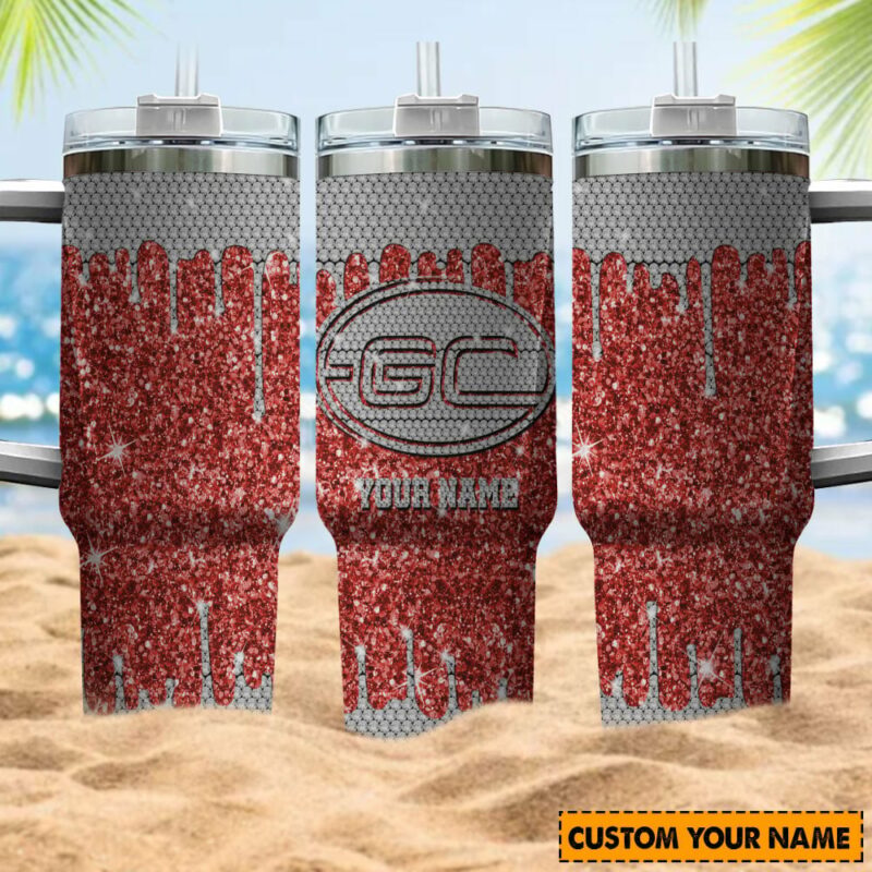 Gold Coast Suns AFL Sports Glitter Custom Stanley Quencher 40oz Stainless Steel Tumbler With Handle - Threewoofs - Image 4