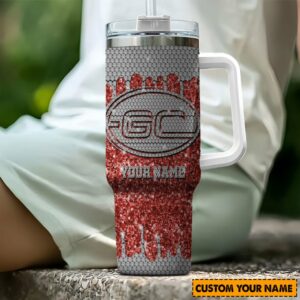 Gold Coast Suns AFL Sports Glitter Custom Stanley Quencher 40oz Stainless Steel Tumbler With Handle - Threewoofs