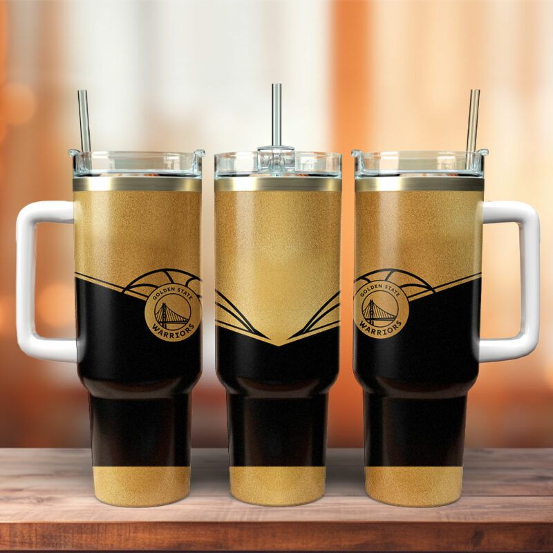 Golden State Warriors NBA Custom Stanley Quencher 40oz Stainless Steel Tumbler With Handle - Threewoofs