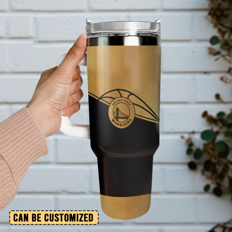 Golden State Warriors NBA Custom Stanley Quencher 40oz Stainless Steel Tumbler With Handle - Threewoofs - Image 3