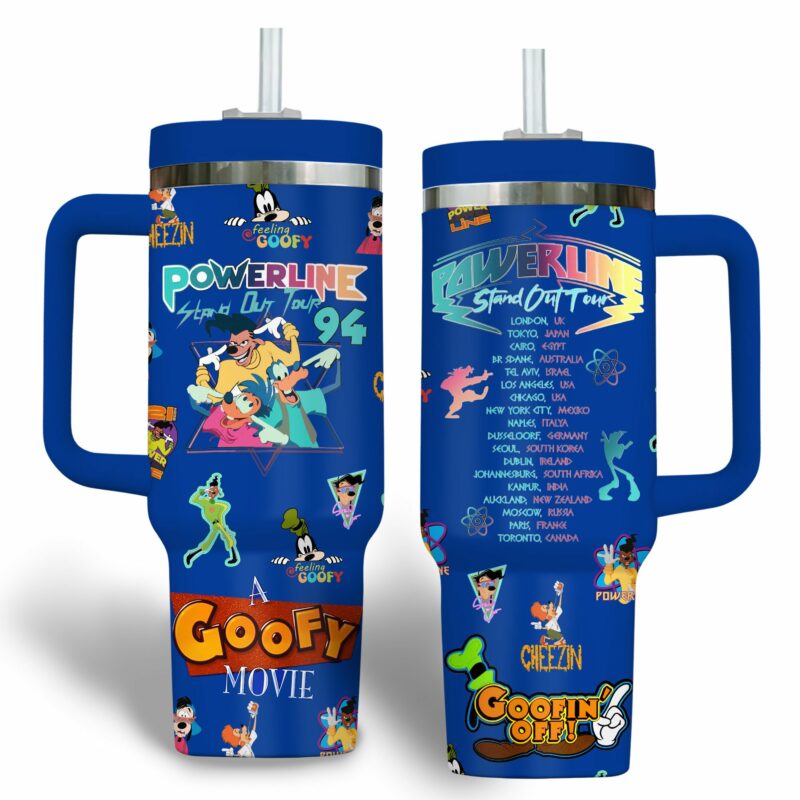 Goofy Cartoon Custom Stanley Quencher 40oz Stainless Steel Tumbler With Handle - Threewoofs - Image 2